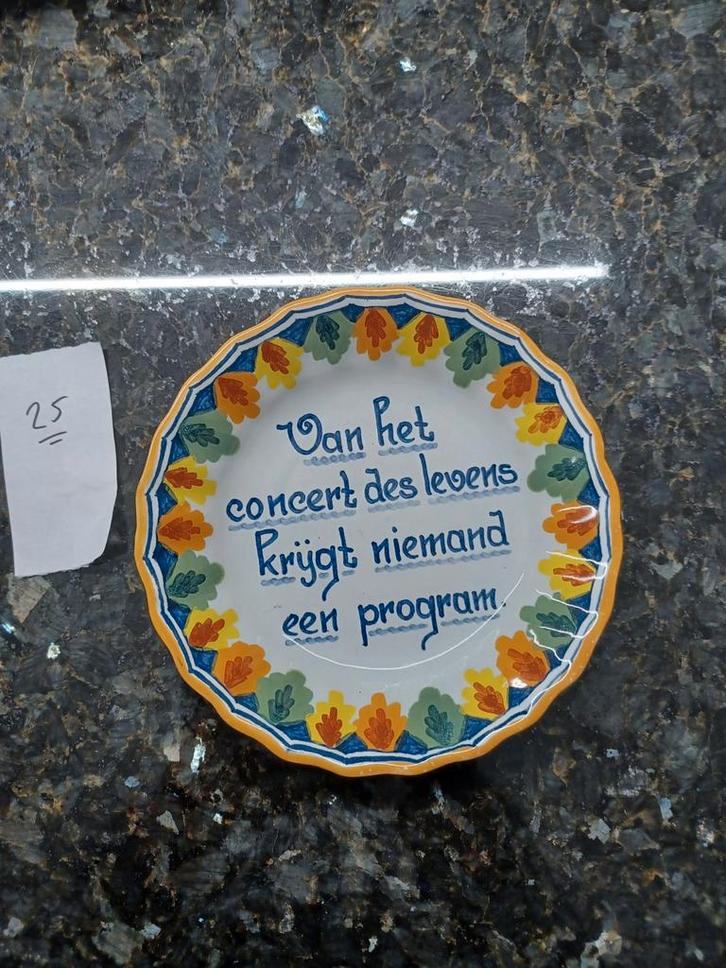 Decoratief bord met spreuk, Antiek en Kunst, Antiek | Wandborden en Tegels, Ophalen of Verzenden