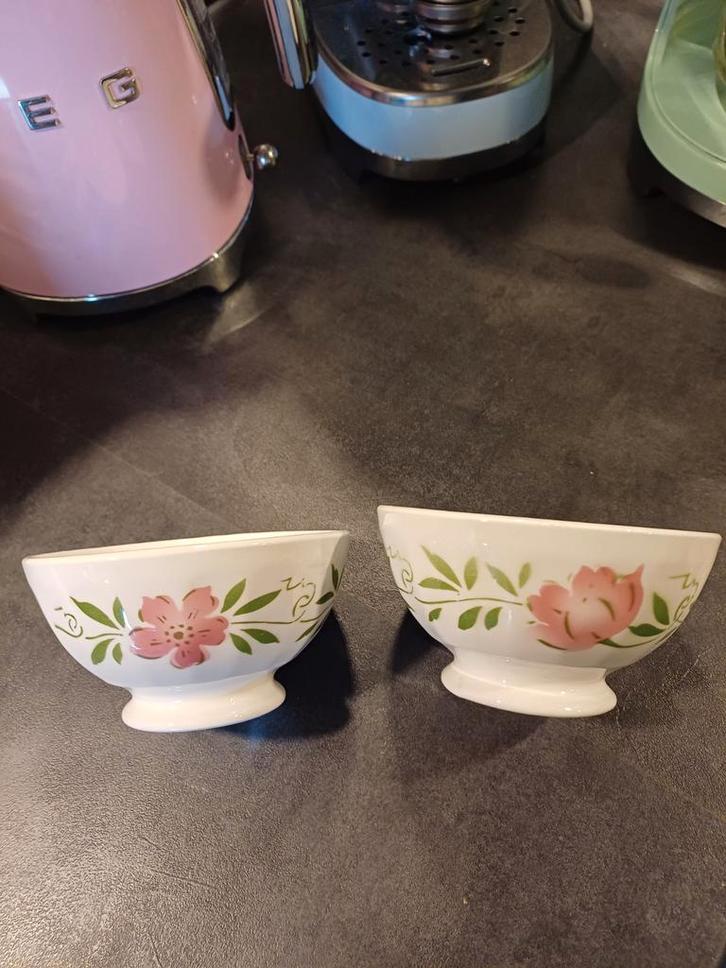 Mooie Franse spoelkommen roze bloem stuksprijs, Antiek en Kunst, Antiek | Servies los, Verzenden