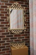 Smeedijzeren spiegel + console, Huis en Inrichting, Woonaccessoires | Spiegels, Ophalen, Minder dan 50 cm, Zo goed als nieuw, Minder dan 100 cm