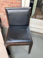 Houten stoelen met leren bekleding, Huis en Inrichting, Stoelen, Ophalen, Twee, Bruin, Leer