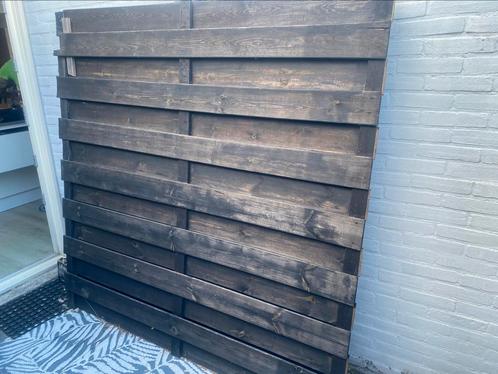 3 zwarte houten schuttingdelen, modern design, Tuin en Terras, Schuttingen, Zo goed als nieuw, Hout, 1 tot 2 meter, 3 tot 6 meter