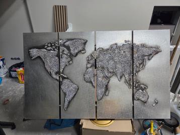 Groot 3D wereldkaart schilderij – 165x100 cm – Uniek & Moder beschikbaar voor biedingen