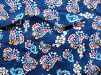 Blauw met kleur Paisly-like figuren sjaaltje 45 x 180 cm, Kleding | Dames, Mutsen, Sjaals en Handschoenen, Verzenden, Zo goed als nieuw