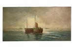 J. van Delden boot boten schip scheepvaart schepen zeegezich, Antiek en Kunst, Kunst | Schilderijen | Klassiek, Ophalen of Verzenden