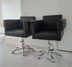 Set van 2 Z.G.A.N  leren kappersstoelen, Huis en Inrichting, Stoelen, Ophalen, Zo goed als nieuw, Zwart