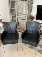 2 mooie degelijke zwart leren stoelen.In goede staat.ophalen, Ophalen of Verzenden, Zo goed als nieuw, Zwart, Twee