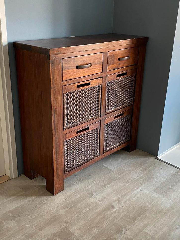 Mahoniehouten Kast met Lades en Manden, Huis en Inrichting, Kasten | Dressoirs, Gebruikt, 100 tot 150 cm, 25 tot 50 cm, Met lade(s)