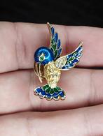 zeer mooie vintage broche kolibrie emaille, Ophalen of Verzenden, Zo goed als nieuw, Overige materialen