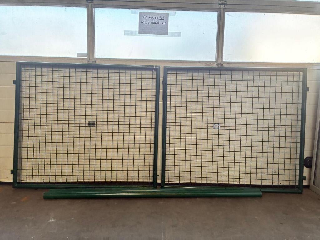 Dubbele Tuinpoort - 125 x 300 cm -Groen RAL6005 -Tweede Keus, Tuin en Terras, Tuinpoorten, Gebruikt, Draaipoort, Hout, 150 tot 200 cm