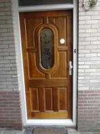 Voordeur hardhout met glas in lood, Ophalen, Gebruikt, 80 tot 100 cm, Buitendeur