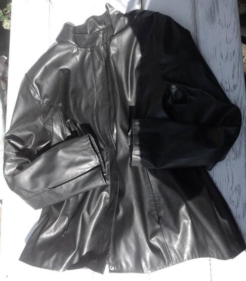 HelloGoodbye Zgan Vintage Kunstleren Jas mt18-20= ca. 48, Kleding | Dames, Jassen | Zomer, Zo goed als nieuw, Maat 42/44 (L), Zwart