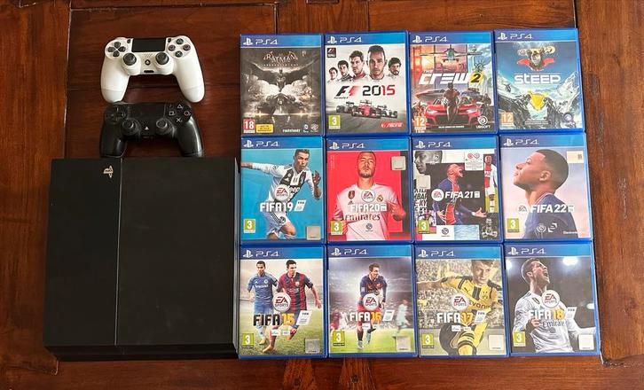 PS4 500GB + 2 Controllers & Games!, Spelcomputers en Games, Spelcomputers | Sony PlayStation 4, Gebruikt, Original, 500 GB, Met 2 controllers
