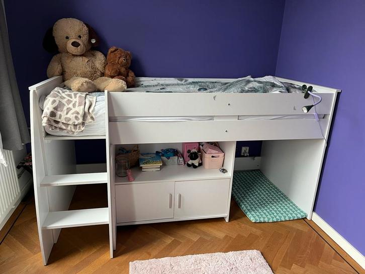 Halfhoogslaper met bureau, Kinderen en Baby's, Kinderkamer | Stapelbedden en Hoogslapers, Gebruikt, Halfhoogslaper, Ophalen