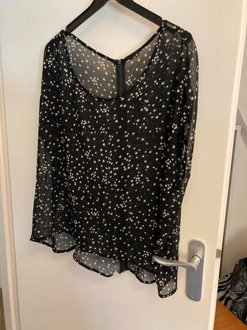 Leuke zwarte met sterretjes doorzichtige tuniek XL oto 77 cm beschikbaar voor biedingen