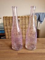 2 Mooie Roze Vazen van Glas met Bloemen Emma Dafnas Ikea, Minder dan 50 cm, Glas, Gebruikt, Verzenden