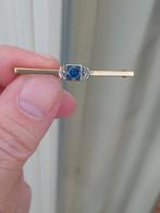 vergulde Art Deco broche met blauw steentje, Sieraden, Tassen en Uiterlijk, Antieke sieraden, Ophalen of Verzenden, Overige materialen