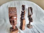 3 mooie Afrikaans houten beeldjes, Antiek en Kunst, Kunst | Beelden en Houtsnijwerken, Ophalen of Verzenden