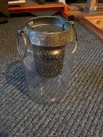 Glazen potje voor kaarsje, Ophalen, Zo goed als nieuw, Metaal, Grijs
