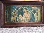 Vintage Religieuze Prent Maria met Kind in Lijst, Antiek en Kunst, Ophalen