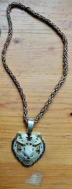 Dikke koperen ketting met hanger van zirkonia stenen, Ophalen of Verzenden, Zo goed als nieuw, Overige materialen, Met hanger