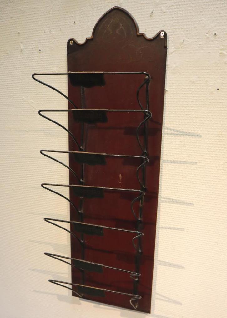 Jugendstil metalen krantenrekje, Antiek en Kunst, Antiek | Woonaccessoires, Ophalen of Verzenden