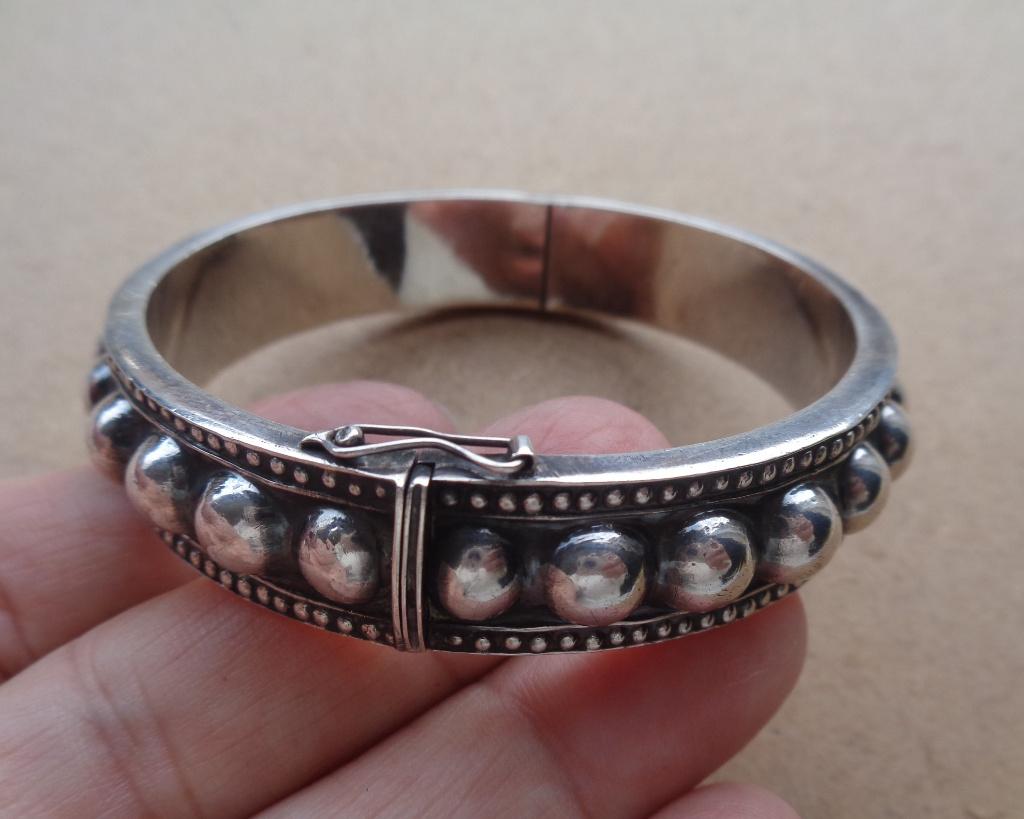 zilveren scharnier armband met bollen [392], Sieraden, Tassen en Uiterlijk, Armbanden, Verzenden, Zo goed als nieuw, Zilver, Zilver