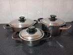 3x AMC pan/pannen en een steelpan., Ophalen of Verzenden, Zo goed als nieuw, Rvs, Pannenset