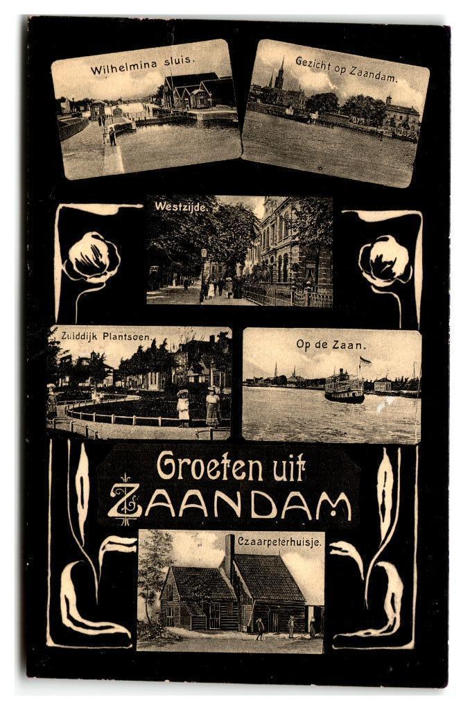Zaandam, Groeten uit Zaandam. Art Deco, Verzamelen, Ansichtkaarten | Nederland, Gelopen, Noord-Holland, Voor 1920, Verzenden