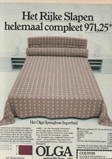 retro reclame 1974 Olga superbed Leiden rijk slapen beschikbaar voor biedingen