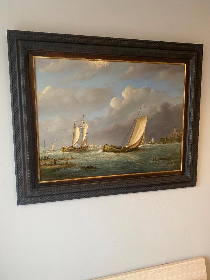 Prachtig zeezicht schilderij. Thomas Heesakkers, Antiek en Kunst, Kunst | Schilderijen | Klassiek, Ophalen