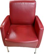 Tweemaal Rode leren fauteuil merk Perida, Huis en Inrichting, Fauteuils, Ophalen, Gebruikt, Minder dan 75 cm, Leer