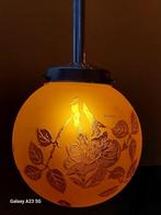 Art Deco hanglamp glazen bol gesigneerd Franse Deveau, Antiek en Kunst, Ophalen of Verzenden