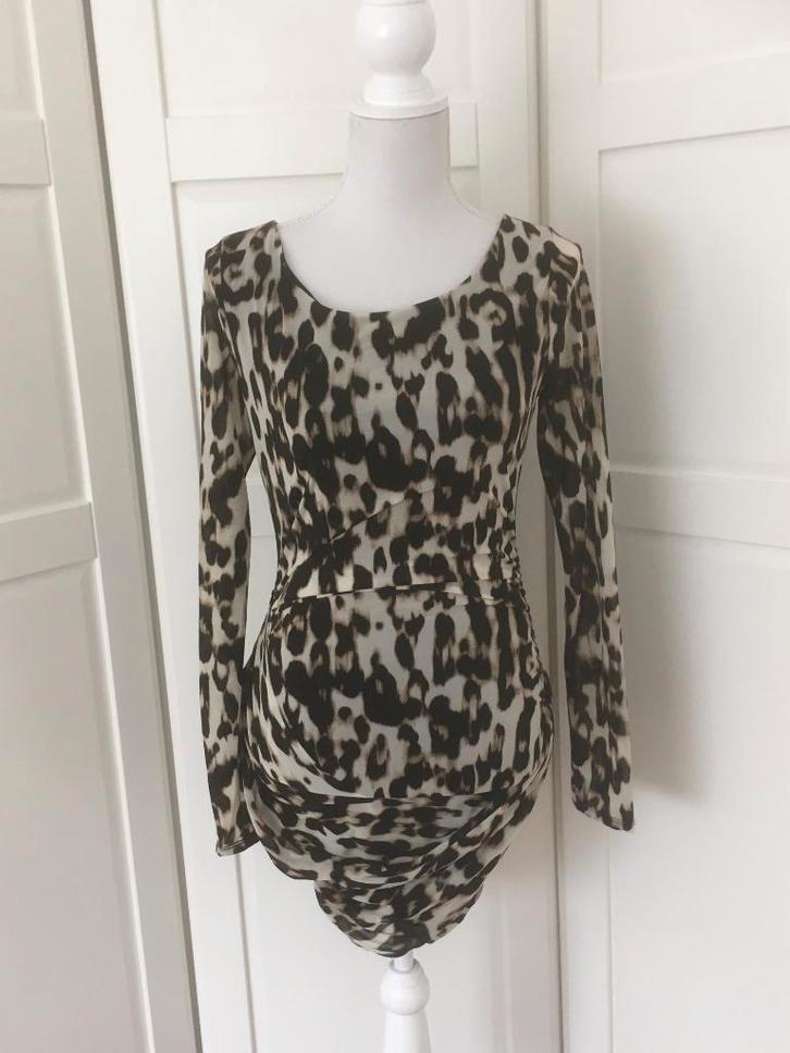 Guess nieuwe korte panter leopard print jurk, maat S, Kleding | Dames, Jurken, Nieuw, Maat 36 (S), Zwart, Boven de knie, Ophalen of Verzenden