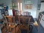 Klassieke uitschuifbare eettafel massief hout met 6 stoelen, Huis en Inrichting, Complete eetkamers, Ophalen, Gebruikt, Klassiek art nouveau Jugendstil barok traditioneel klauw mahonie