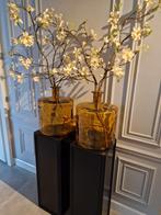 2x Grote mica vazen vaas met kunstbloemen magnolia, Huis en Inrichting, Woonaccessoires | Vazen, Ophalen, 50 tot 75 cm, Oranje