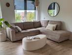 Beige ribstof hoekbank  - Ottomaan + koudschuim!, Huis en Inrichting, Banken | Complete zithoeken, Ophalen of Verzenden, Zo goed als nieuw