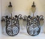 supergrote art deco smeedijzeren wandlampen zes kappen, Antiek en Kunst, Ophalen
