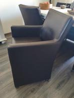 Eetkamerstoel 6x echt leer bruin, Ophalen, Minder dan 75 cm, Leer, Zo goed als nieuw