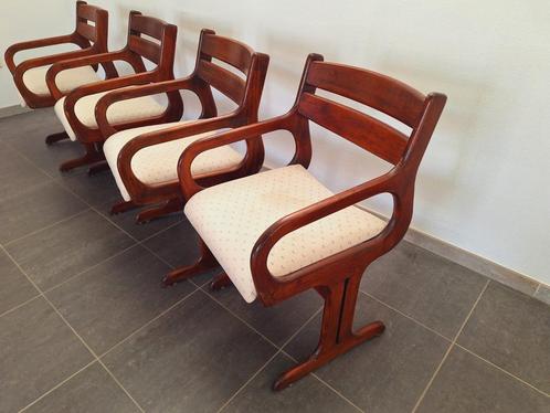 Brutalist stoelen midcentury. 4 stuks., Huis en Inrichting, Stoelen, Zo goed als nieuw, Hout, Bruin, Ophalen