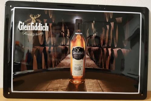 Glenfiddich fles relief reclamebord van metaal wandbord, Verzamelen, Merken en Reclamevoorwerpen, Nieuw, Reclamebord, Ophalen of Verzenden