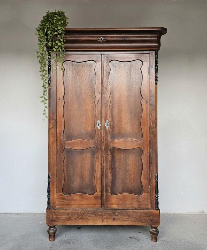 Antieke brocante Biedermeier meidenkast vintage eiken kast, Antiek en Kunst, Curiosa en Brocante, Ophalen of Verzenden