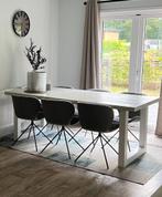 Zuiver eettafel met 6 OMG stoelen, Huis en Inrichting, Tafels | Eettafels, 50 tot 100 cm, Rechthoekig, Zo goed als nieuw, Ophalen