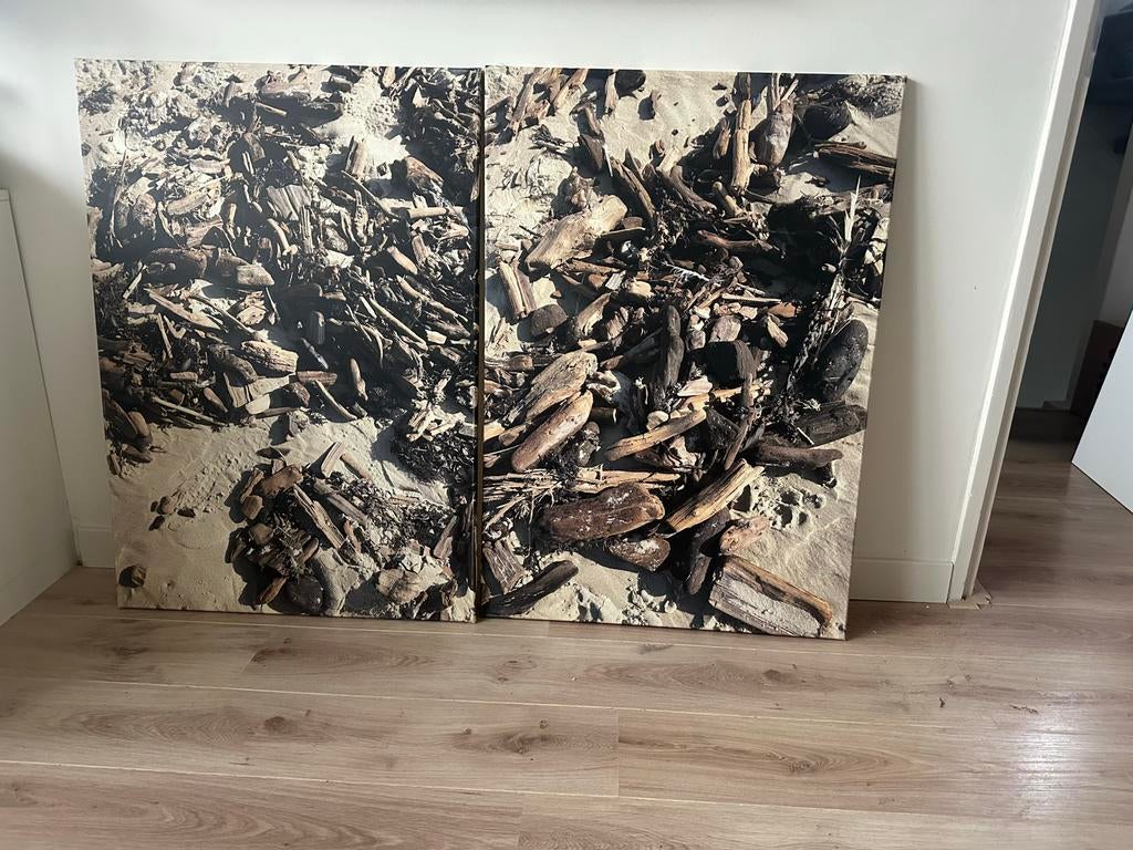 Houten Strand Canvas Foto - Tweedelig, Ophalen, Oorspronkelijke maker, 125 cm of meer, Zo goed als nieuw