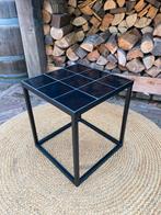 Bijzettafel 40x40 staal & tegels zwart glans (nieuw), Huis en Inrichting, Ophalen, Minder dan 45 cm, Minder dan 55 cm, Metaal of Aluminium