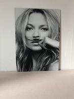 Kate Moss Mustache (snor) op dibond plaat 42x30 cm, Ophalen of Verzenden, Zo goed als nieuw