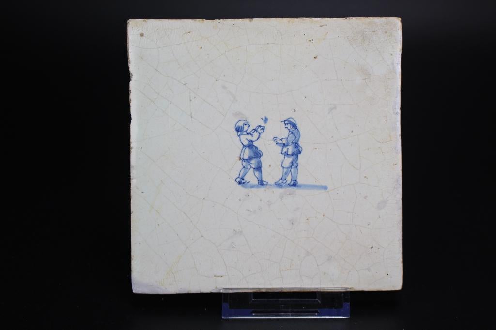 Antieke Delftse tegel 17e eeuw blauw wit keramiek Delft, Antiek en Kunst, Ophalen of Verzenden