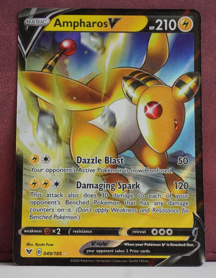 Ampharos V 049-185 Vived Voltage Pokémon Kaart, Hobby en Vrije tijd, Verzamelkaartspellen | Pokémon, Nieuw, Losse kaart, Verzenden