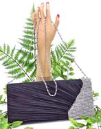 Luxe avond bruidstasje met strass steentjes., Verzenden, Nieuw, Zwart, Avondtasje