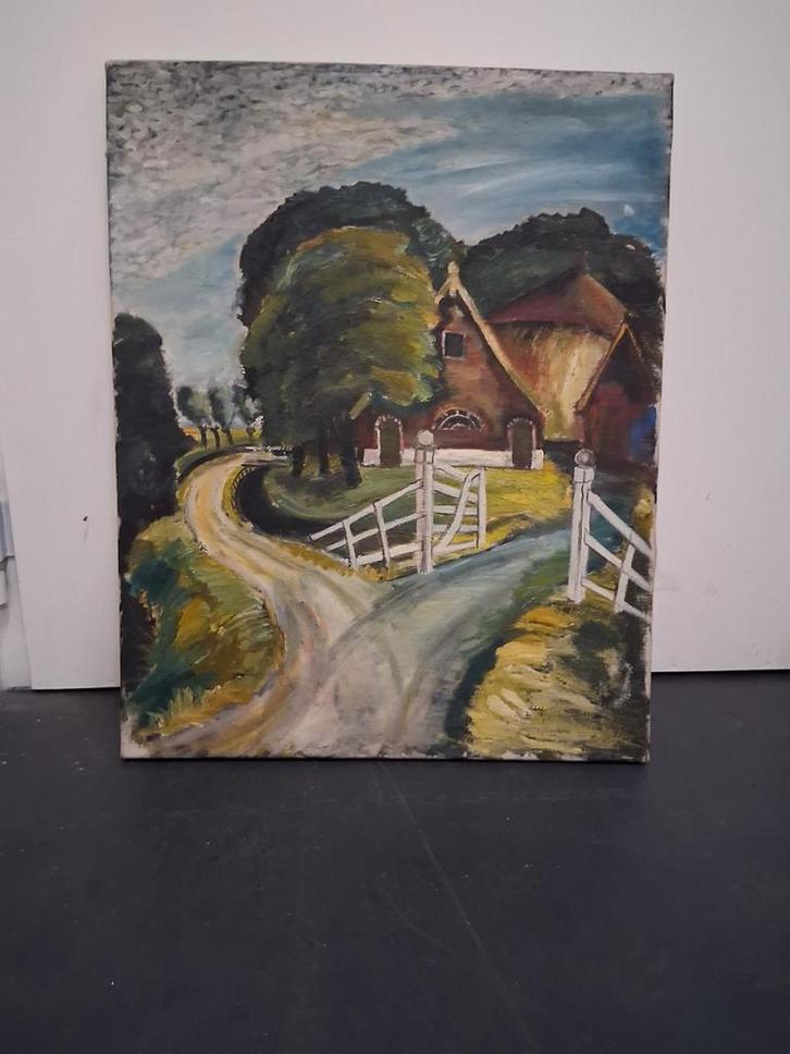 Naïef schilderij, 1938, Antiek en Kunst, Kunst | Schilderijen | Klassiek, Ophalen of Verzenden