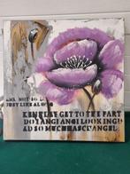 Schilderij bloem paars met tekst op canvas, Huis en Inrichting, Ophalen of Verzenden, 'T Olde Gre-j, Info@toldegrej.nl, Endepoelstraat 20f Didam